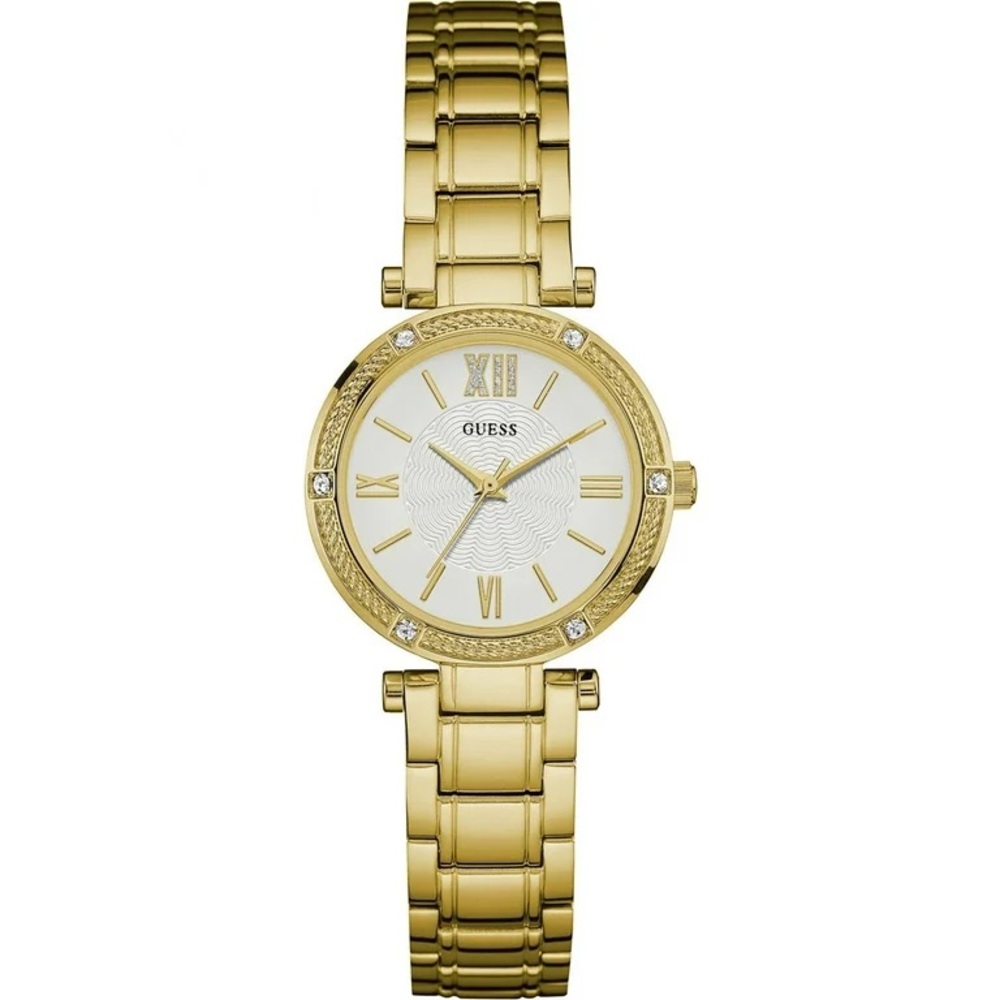 Guess Women's Gold-Tone Watch with White Dial